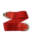 Fashion Red Metal Rhinestone C-shaped Double Buckle Wide Belt