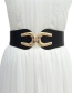 Fashion White Horseshoe Double Buckle Elastic Belt
