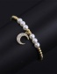 Fashion Gold Coloren-3 Copper Inlaid Zirconium Pearl Moon Beaded Bracelet
