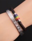 Fashion Brown Leather Cord Letter Color Magnetic Buckle Leather Cord Braided Bracelet Set