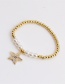 Fashion Gold Color Copper Inlaid Zirconium Starfish Beaded Bracelet