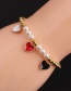 Fashion C3 Bronze Plated Real Gold Drop Oil Love Heart Beaded Bracelet