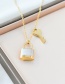 Fashion Gold Stainless Steel Key Lock Pendant Necklace