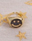 Fashion Red Copper Inlaid Zirconium Smiley Open Ring