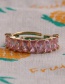 Fashion Color Copper Inlaid Zirconium Nodular Oil Drop Open Ring