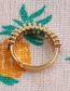 Fashion Color Copper Inlaid Zirconium Nodular Oil Drop Open Ring