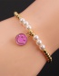 Fashion White Copper Beads Beaded Dripping Oil Smiley Face Bracelet