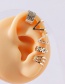 Fashion Gold Color Single-sided Overlapping Geometric Hollow Multi-layer Ear Clips