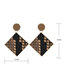 Fashion Brown Leather Earrings Rhombus Leather Square Earrings