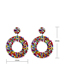 Fashion Blue Rice Bead Hollow Ring Earrings