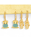 Fashion Owl Copper Inlaid Zirconium Owl Earrings