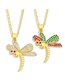Fashion White Zirconium Copper Inlaid Zirconium Dragonfly Necklace