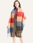 Fashion Yellow Thickened Thick Fringed Stripes Color-blocking Plaid Scarf