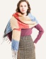 Fashion Brown Thickened Thick Fringed Stripes Color-blocking Plaid Scarf