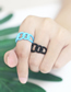 Fashion Turquoise Drop Oil Hollow Chain Ring