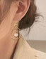Fashion White K Geometric Pearl Ring Earrings
