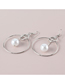 Fashion White K Geometric Pearl Ring Earrings