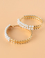 Fashion Gold Color Gold-plated Copper Geometric Pearl Ring Earrings