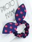 Fashion 9220 Blue Pink Stripes Polka Dot Bunny Ears Folded Hair Tie