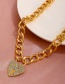 Fashion Gold Color Alloy Diamond Love Heart Chain Necklace