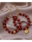 C Little Tiger Fu Brand Bell Red Agate Beaded Bracelet