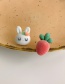 Main Picture Flocking Carrot Rabbit Asymmetrical Stud Earrings