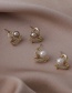 Grey Pearl Copper Inlaid Zirconium Pearl Love Stud Earrings