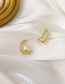 Silver Color Alloy Geometric Curved Pearl C-shaped Earrings