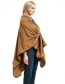 Fashion Camel Leather Buckle Split Shawl