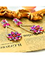 Fashion Champagne Pink Alloy Diamond Drop Flower Stud Earrings