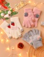 Fashion White Fabric Plush Strawberry Letter Touch Screen Gloves