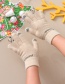 Fashion Khaki Fabric Plush Letter Love Touch Screen Gloves