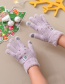 Fashion Khaki Fabric Plush Christmas Snowman Touch Screen Gloves