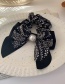 Black Diamond-studded Double-layer Printed Bow Pleated Hair Tie