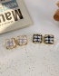 Black And White Grid Cloth Square Lattice Earrings