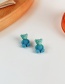 Blue-green Flocking Gradient Bear Stud Earrings
