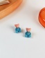 Pink Blue Flocking Gradient Bear Stud Earrings