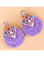 Fashion Purple Geometric Rhinestone Round Stud Earrings