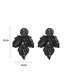 Fashion Black Metallic Painted Geometric Leaf Earrings