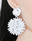 Fashion White Metal Painted Polka Dot Flower Earrings