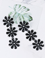 Fashion Black Metal Lacquered Polka Dot Three Flower Earrings