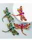 Fashion Green Alloy Diamond Dragonfly Stud Earrings