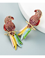 Fashion Red Alloy Inlaid Colored Diamond Parakeet Earrings