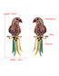 Fashion Red Alloy Inlaid Colored Diamond Parakeet Earrings