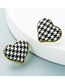 Fashion Black Alloy Houndstooth Pattern Love Ear Studs