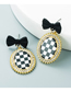 Fashion Bow Knot Alloy Inlaid Rhinestone Houndstooth Bow Stud Earrings