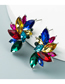 Fashion Navy Alloy Diamond Geometric Flower Stud Earrings