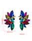 Fashion Navy Alloy Diamond Geometric Flower Stud Earrings