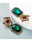 Fashion Color Alloy Inlaid Colored Diamond Square Rhinestone Earrings