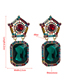 Fashion Color Alloy Inlaid Colored Diamond Square Rhinestone Earrings